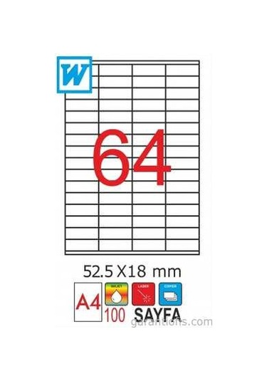 Goldmoon 2081 Laser A4 Sayfa Etiketi 52.5X18MM 100'lü Paket