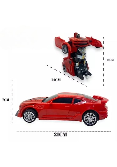 Oyuncak Uzaktan Kumandalı Araba Transformers Tarzı Robota Dönüşen Oyuncak Araba Mustang Kırmızı