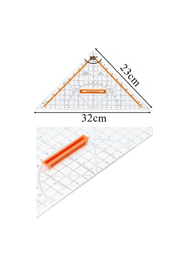 Geoderik Üçgen Cetvel 32cm Ve Pistole Cetvel Takımı Yağlı Parşömen Milaj Kağıdı Eşel Takımı Modalist Terzi Çizim Çok Renkli