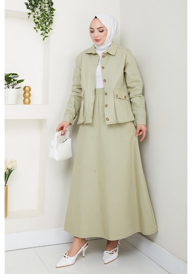 Körük Cepli Gömlek Etek İkili Takım 1551 - Mint Mint Yeşili