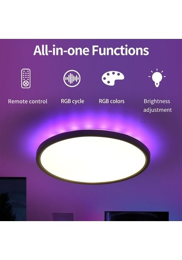 Opulentliving Rgbcw Beyaz Tavan Lambası Bt Uzaktan Kumanda Sonsuz Kısılabilir Yatak Odası Tavan Lambası Diğer