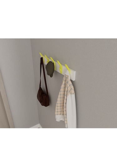 Hepsi3boyutlu Modern Duvar & Kapı Kanca Askılık - 5 Adet Sarı Kanca Askılık - Model No : 3 Sarı