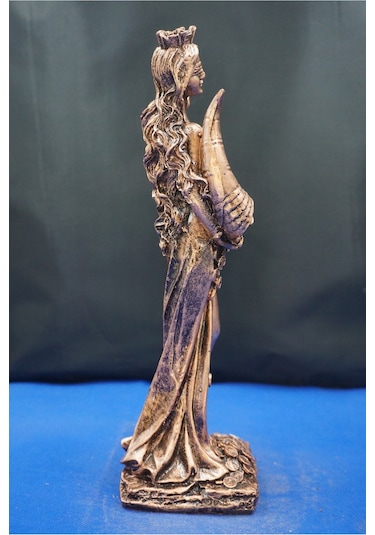 Fortuna Bereket Tanrıçası Heykeli - 28 Cm Mitolojik Biblo Hediyelik Eşya Ev Dekor Bakır