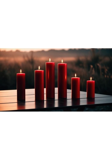 Soya Parafinli Kırmızı 3 Adet 50 Saat Yanma Süreli Çap:5 Cm Boy:25 Silindir Blok Mum Kırmızı Kirmızı