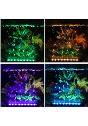 Silkroadselect Longbangdian Shop Boyut-47cm Tarzı M Led Akvaryum Işık Balık Tankı Lambası Rgb Su Geçirmez Uzaktan Kumanda Hava Kabarcık Lambası Sualtı Dalgıç Oksijen Işığı Çok Renkli
