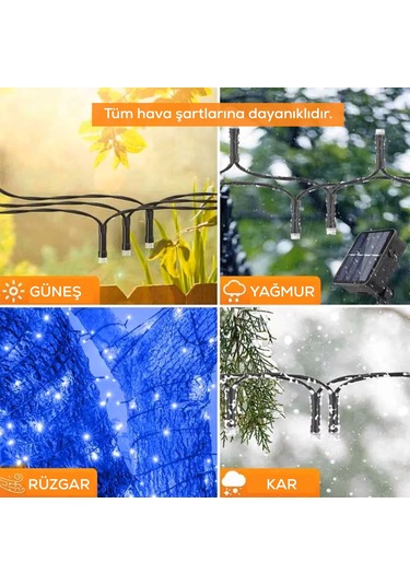 Upway Güneş Enerjili 10m Rgb 100 Led Dizin Bahçe Balkon Teras Dekoratif Aydınlatma RGB