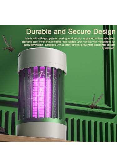 Aubyhe Usb Şarjlı Led Kovucu, İki Modlu, Uv Işık Ve Fotokatalitik Reaksiyonlu, Ev Ve Dış Mekan İçin Sessiz Komar Öldürücü Lambası Yeşil