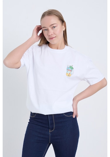 Velvoria Unisex Oversize Beyaz Summer T-shirt