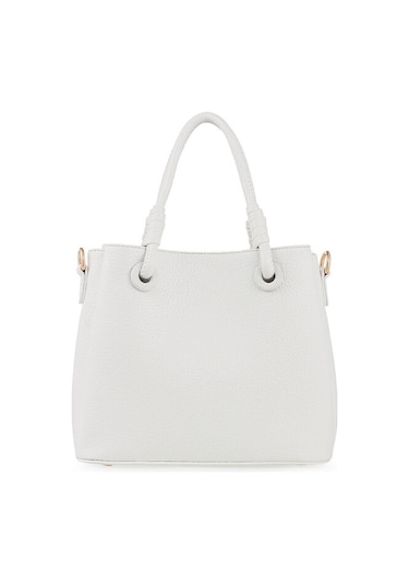 Bilik Deri Logo Detaylı Beyaz Kadın El Çantası Riv 145-r Beyaz