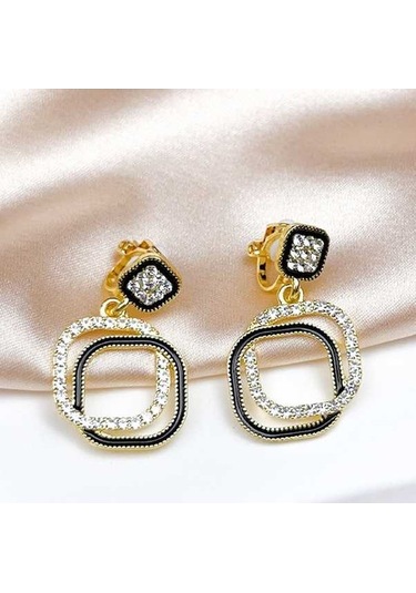 Novahub Yüksek Yeni Tasarım Siyah Siyah Moda Küpeleri Kulaklı Kulak Kemiği Kaliteli Elmas Delinmemiş Beyaz Xc Siyah