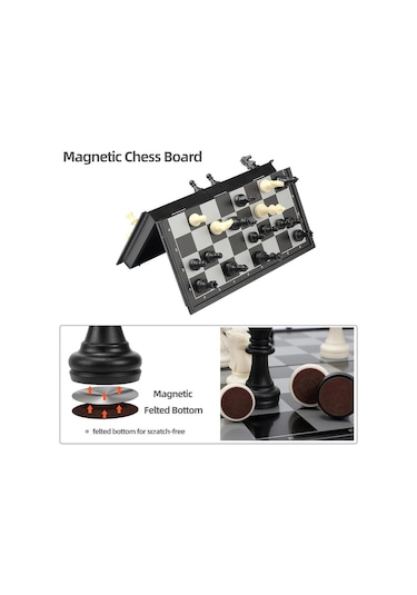 Klasik Katlanır Manyetik Satranç Takımı Okullar & Seyahat İçin Satranç Takımı 2li Dama Satranç Seti