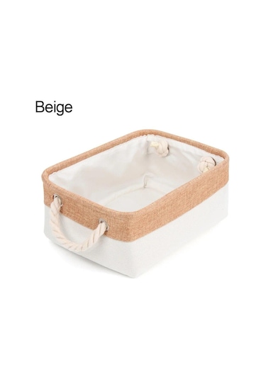 Bej Ev Gereçleri Çeşitli Eşyalar Sıralama Sepeti Katlanır Keten Organizatör Kutusu İç Çorap Bebek Oyuncakları Depolama Sepeti