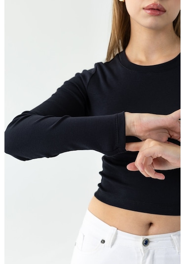 Giysa Kadın Bisiklet Yaka Pamuklu Basic Body Siyah - Mw0000832 Siyah