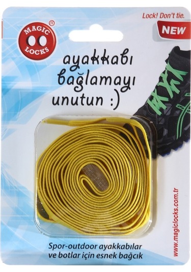 Magic Locks Akılı Elastik Yassı Bağcık-Sarı Sarı