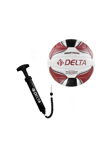 Delta Rivo No 5 Dikişli Voleybol Topu Beyaz Bordo + Pompa Beyaz - Bordo