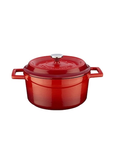 Lava Döküm Yuvarlak Tencere Çap 20Cm Trendy Kırmızı