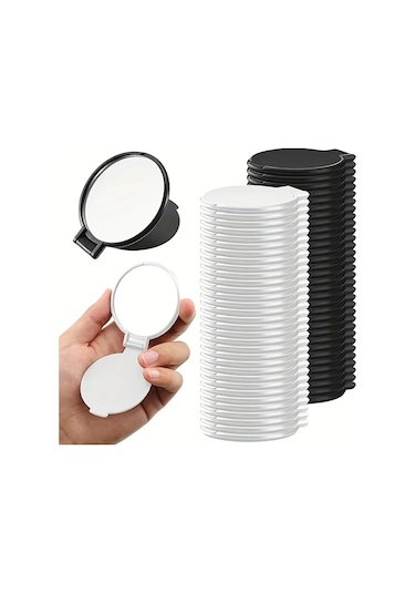 Willowhaven 10 Adet Beyaz Makyaj Aynası, Taşınabilir Yuvarlak Kompakt Çerçeveli Seyahat Aynası Beyaz