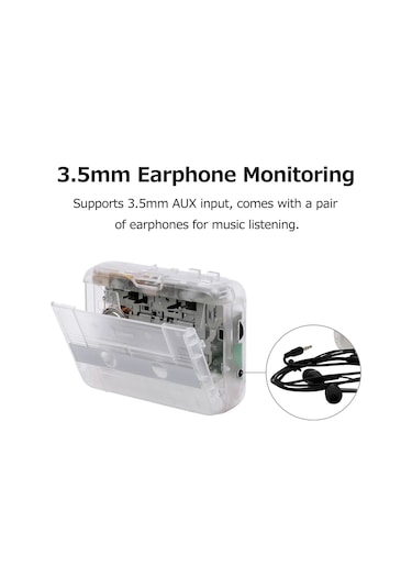 Lemestar Taşınabilir Şeffaf Kaset Çalar & Fm Radyo - Bluetooth Ve Aux Bağlantılı