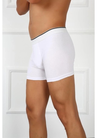 Giyim Erkek Büyük Beden Pamuklu Likralı Boxer Beyaz Beyaz