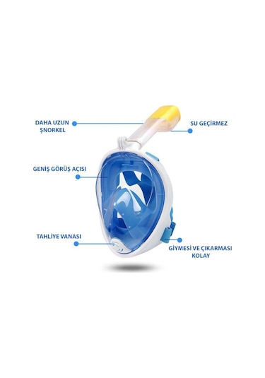 Gmsticaret Dailytech Tam Yüz Dalış Maskesi Slikon Şnorkel Full Face