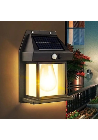 Güneş Enerjili Duvar Lambası, Hareket Sensörlü S-50 Çok Renkli