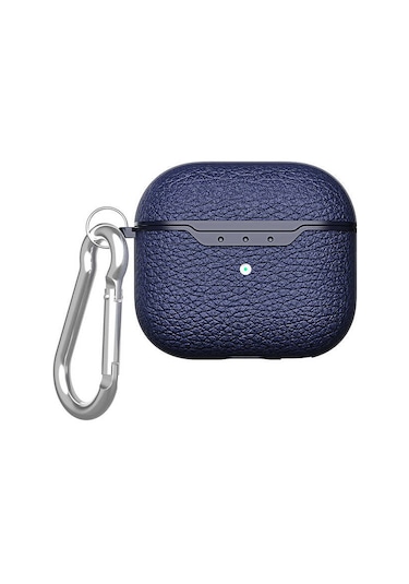 Apple Airpods 3. Nesil İle Uyumlu Kılıf Deri Tarzı Silikon Case 03 Lacivert