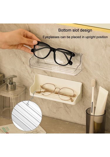 Sones Duvara Monteli Delinmeyen Yatak Başı Gözlük Saklama Kutusu Banyo Tuvalet Malzemeleri Drenaj Rafı Beyaz