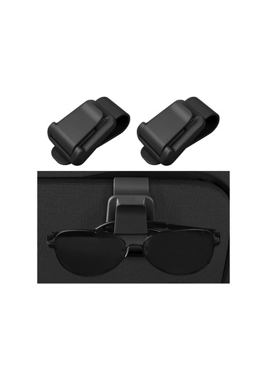Siyah Araba Güneş Gözlüğü Tutucu, 2 Parça Araç Güneşliği Gözlük Tutucu Klipsi, Araç İçi Gözlük Bileti Kart Düzenleyici Askı Klipsi Aksesuarları