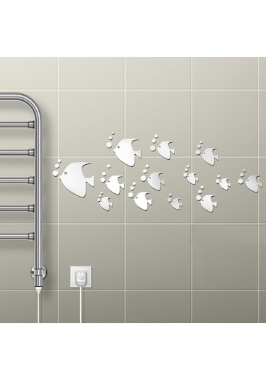 Springsun 13'lü Akrilik Akvaryum Balığı Yansıtıcı Duvar Sticker Seti - Ev Dekorasyonu, Hafif, Kaldırılabilir, Çeşitli Duvar Türlerine Uygun Çok Renkli