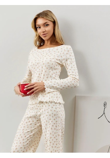 Mulen Brand Pamuk Dantelli Pantolonlu Pijam 327097691 Beyaz