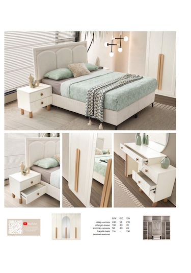 Asia Mdf Membran 6 Kapaklı Gardırop ve Yatak Odası Takımı