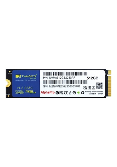 Twinmos  TLC 3DNAND 512 GB M.2 PCIE Gen3 NVMe SSD