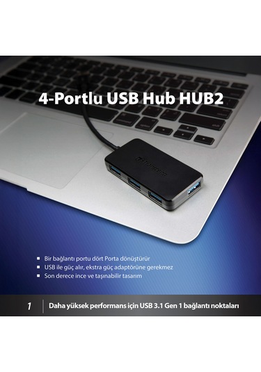 Transcend Ts-hub2k Usb 3.1 Gen 1, Usb A To 4 Port Usb Çoklayıcı H
