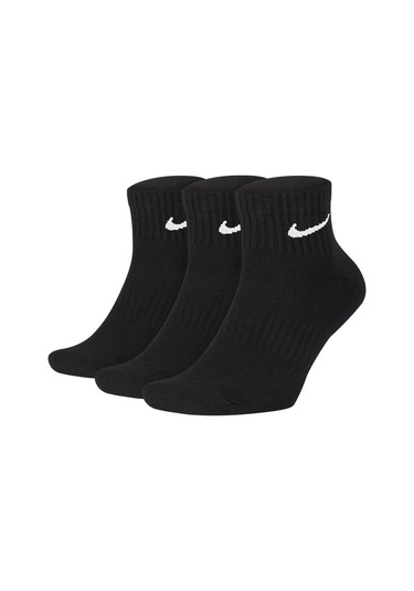 Nike Dri Fit Everyday Cotton Cushioned Ankle Scok Unisex 3lü Çorap Siyah Siyah