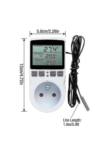 Dijital / Isıtma Ve Soğutma Termostat Soketi Lcd Sıcaklık Kontrolörü, Sera Sıcaklık Kontrolörü/teraryum Termostatı Soket İçin 230v