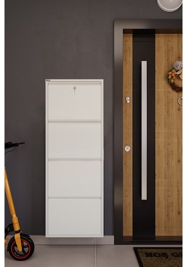 Ceha Kilitli 4'lü Metal Ayakkabılık Beyaz - K.AYK-4 /AB9010/KL