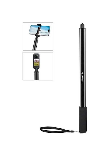 Tongxida Puluz 2m Metal Selfie Çubuğu Insta360 One Rs / X2 / X3 / X4 Siyah