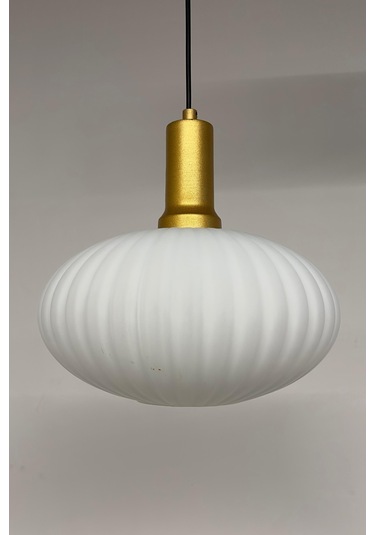 Elegant Cam Tekli Beyaz Avize Gold Fener Başlık Sarkıt Lamba Restoran Salon Aydınlatma Beyaz