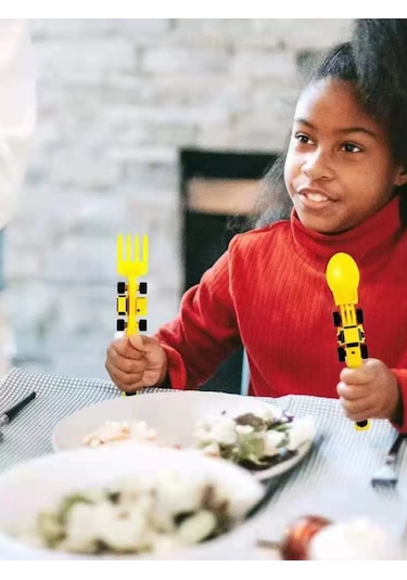 Çocuklar Için İnşaat Temalı Mutfak Gereçleri, Ekskavatör Çatal Kaşık, İticili Küçük Çocuk Yemek Seti