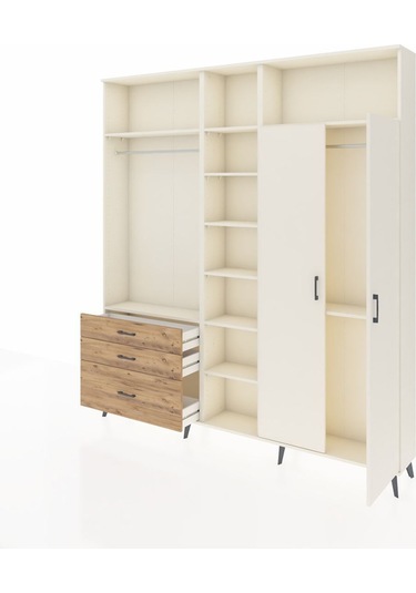 Arges Dolap 10 Raflı 3 Çekmeceli 2 Askılı 220x30x243 Aytaşı-aytaşı/çam Aytası/atlas Çam