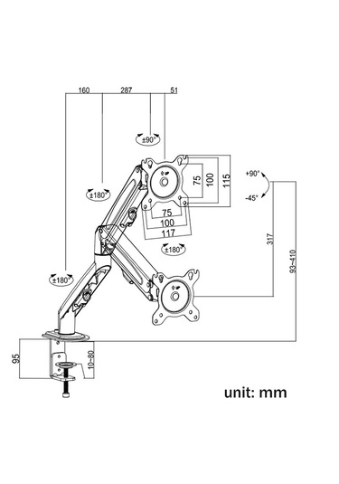 Venaliastore 13-27'' Monitör Kolu Amortisörlü Vesa Masaüstü Stand