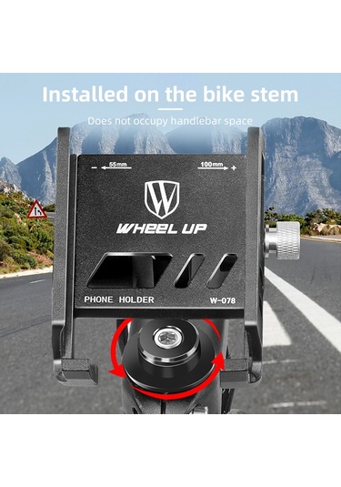 Wheel Up-bisiklet Telefon Tutucu Ayarlanabilir Alüminyum Alaşımlı Y29355-b Siyah