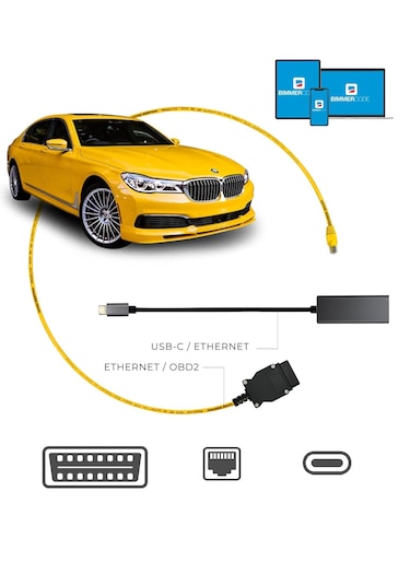 Jfınd BMW F / G Serisi Enet Kablosu + Usb Tip C Adaptör Bimmercode