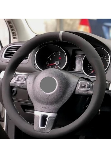 Opel Astra H Dikmeli Direksiyon Kılıfı Alkantra Gri Yüzüklü