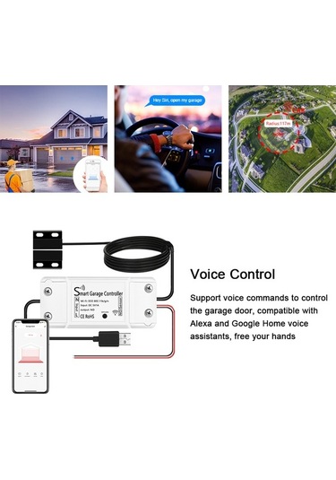 Pazly Beyaz Wifi Garaj Kapısı Açıcı Uzak Kumanda App Ses Kontrolü Alexa Google Home Uyumlu 100-240v Avrupa Standartı