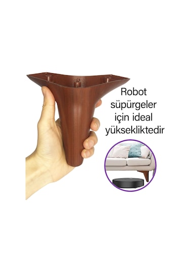 4 Adet Zelve 12 Cm Ceviz Ahşap Desenli Lüx Mobilya Kanepe Sehpa Ünite Koltuk Ayağı Baza Ayak