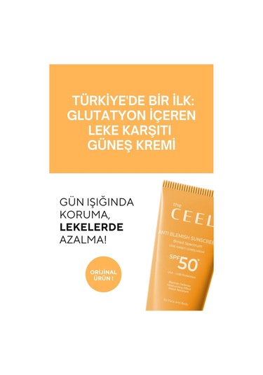 The Ceel Leke Karşıtı Tüm Ciltler Için Yüksek Korumalı Spf 50+ Güneş Kremi Glutatyon Etkili 50 ml