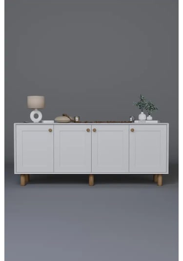 Natura Kapaklı Aynasız Bohem Ayaklı Konsol Beyaz 180 Cm Beyaz