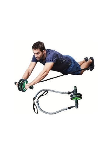 Willowhaven Gri Abdominal Roller Esneme Bandı Evde Karın Kası Egzersiz Ekipmanları 2li Set