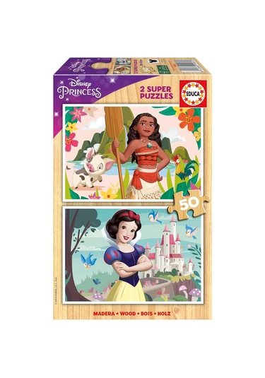 Educa 2x50 Disney Vaiana Ve Pamuk Prenses Kız Çocuk Ahşap Puzzle - 4-6 Yaş 1 Adet